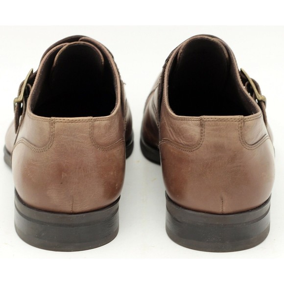 Donald J Sergio Mens Shoe 10.5 M Brown Burnished Calf Monk Strap CapToe main image 10